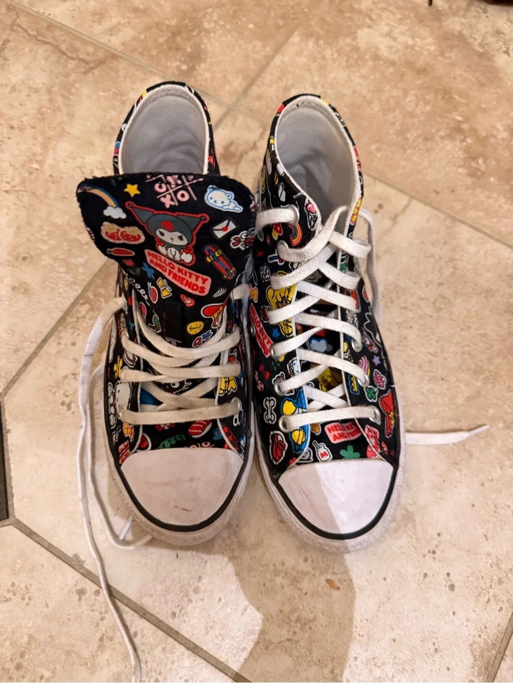 High-Top Converse Sneakers with Hello Kitty and Friends Print